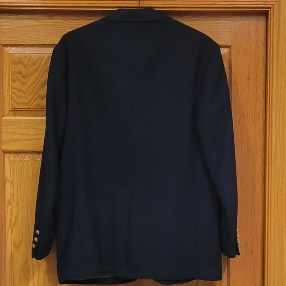 Vintage Trend Shop Stewart Men's Navy Blue Wool Blazer with Gold Buttons Sz 44R